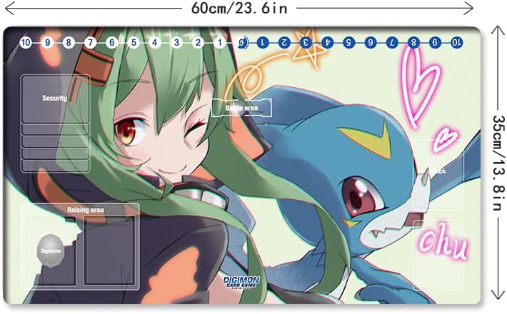 Mlikemat New Playmat Digimon DTCG Mat Shinomiya Rina & Veemon TCG CCG OCG Trading Card Game Mat with Zones + Free Bag (ZD002-913-SM) - Image 4